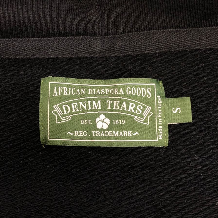 美品◆デニムティアーズ フラワープリント ジップ パーカー メンズ サイズS ブラック DENIM TEARS 【AFB4】
