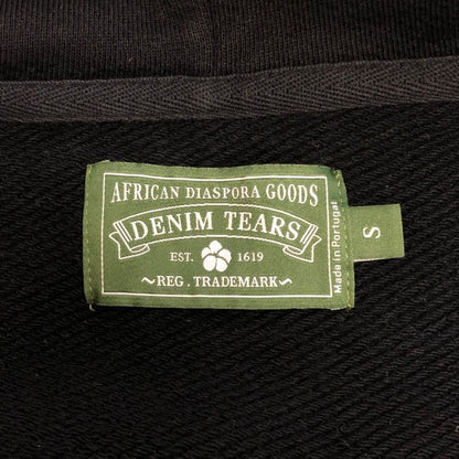 美品◆デニムティアーズ フラワープリント ジップ パーカー メンズ サイズS ブラック DENIM TEARS 【AFB4】