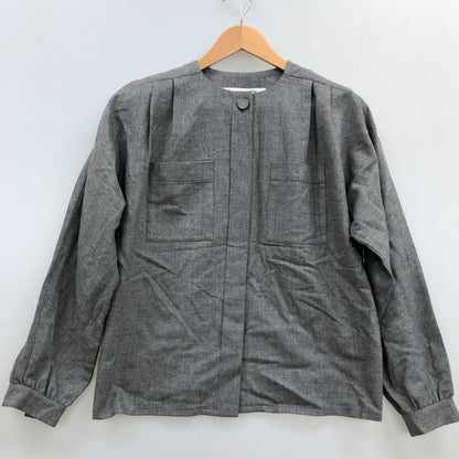 中古◆クリスチャンディオール プレタポルテ ジャケット バンドカラー ウール レディース サイズ7 グレー系 Christian Dior PRET-A-PORTER 【AFB48】