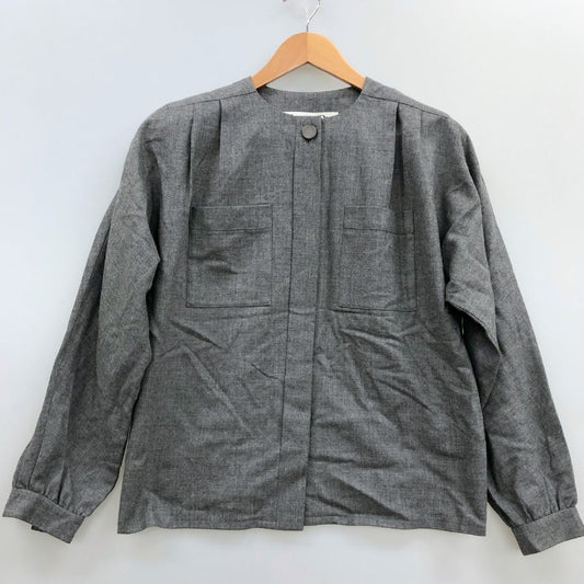 中古◆クリスチャンディオール プレタポルテ ジャケット バンドカラー ウール レディース サイズ7 グレー系 Christian Dior PRET-A-PORTER 【AFB48】