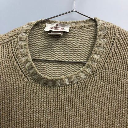 美品◆エルメネジルドゼニア ニットセーター カシミヤ100% クルーネック ベージュ系 サイズ50 メンズ Ermenegildo Zegna 【AFB41】