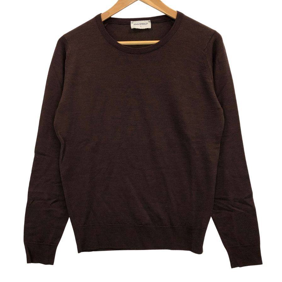 美品◆ジョンスメドレー  ウール  クルーネック 長袖 シャツ メンズ サイズ  S ブラウン系  JOHN SMEDLEY 【AFB5】