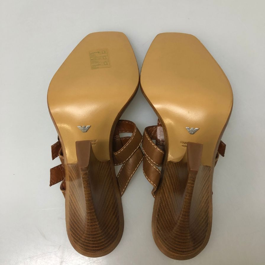 エンポリオアルマーニ レザーサンダル シルバーバックル レディース サイズ37 EMPORIO ARMANI 約23.5cm【YB6】