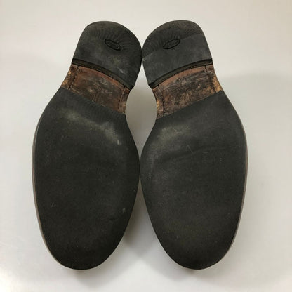 ヤンコ レザーシューズ プレーントゥ ガラスレザー 外羽根 メンズ サイズ7.5 ブラウン YANKO 約26.5cm【AFC52】