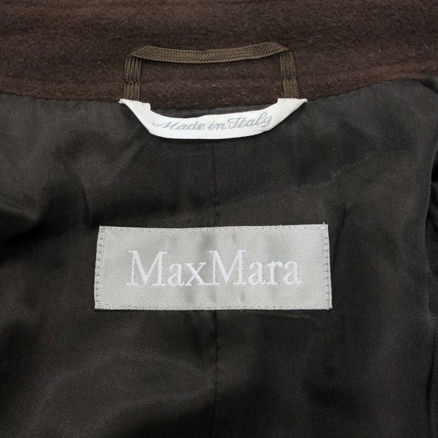 美品◆マックスマーラ チェスターコート アンゴラ ウール ロング丈 ブラウン レディース サイズ42 MaxMara 【AFA12】