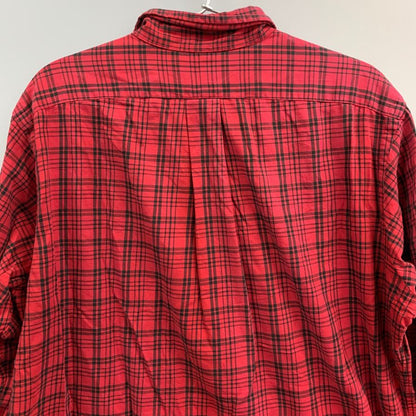 美品◆ラルフローレン ボタンダウンシャツ 90S オールド チェック レッド メンズ サイズM Ralph Lauren 【AFB7】