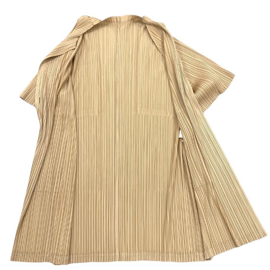 極美品◆プリーツプリーズ イッセイミヤケ プリーツコート PP91-JA163 ベージュ レディース サイズ3 PLEATS PLEASE ISSEY  MIYAKE 【AFB16】