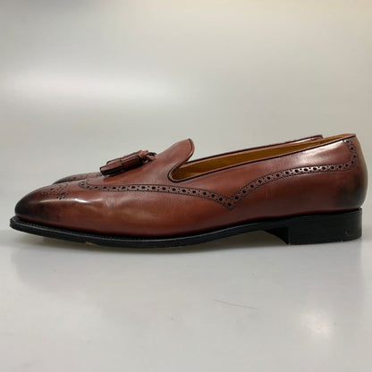 エドワードグリーン タッセルローファー タッセルズ ブローグ ウィングチップ ブラウン メンズ サイズ9E 100ラスト EDWARD GREEN TASSELS ビジネスシューズ 約27.5cm【LA】【中古】