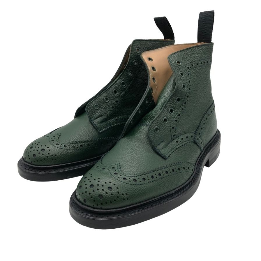 トリッカーズ カントリーブーツ ストウ ウイングチップ 5634 メンズ グリーン サイズ 7ハーフ Tricker’ｓ ブーツ 約26.0cm【LA】【中古】