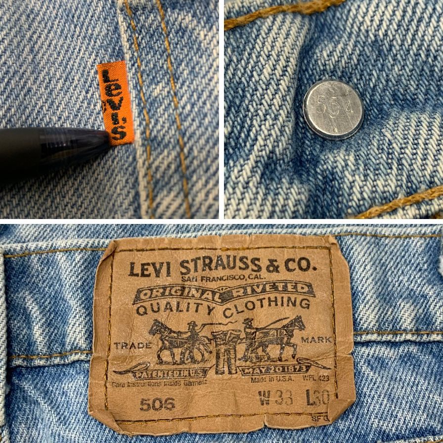 リーバイス デニム 506 90年代 ボタン裏554 USA製 インディゴ メンズ サイズ w33 L30 LEVI’S 【AFB11】