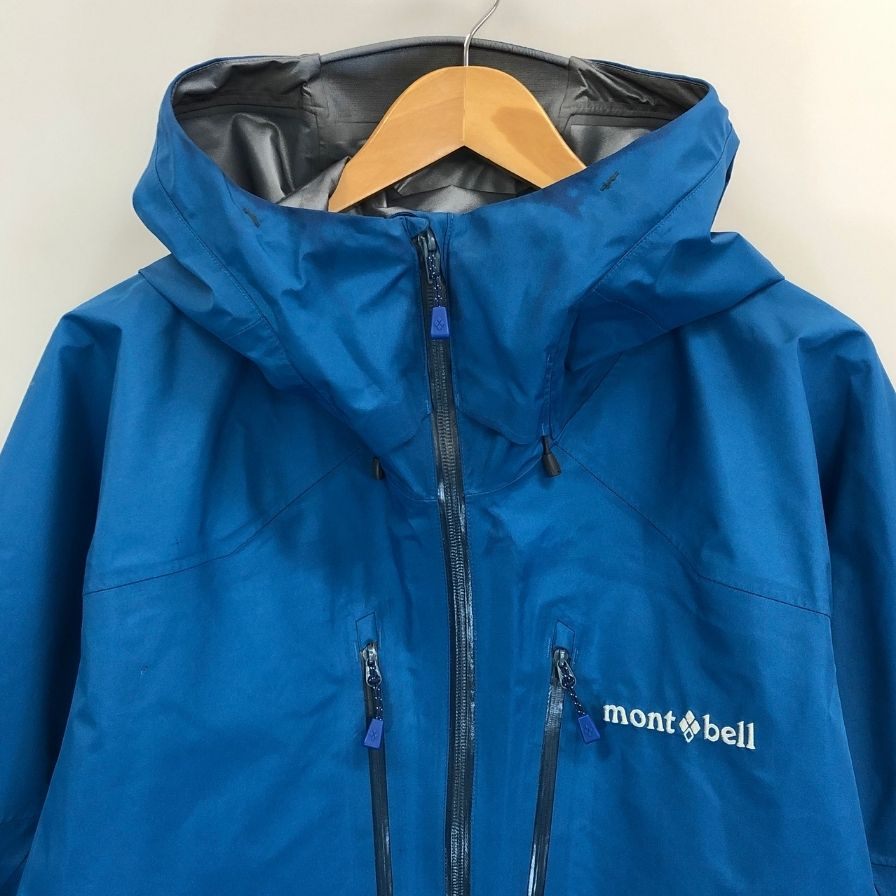 極美品◆モンベル パウダーショット パーカ ゴアテックス ナイロン ブルー メンズ サイズXL mont-bell 【AFA18】