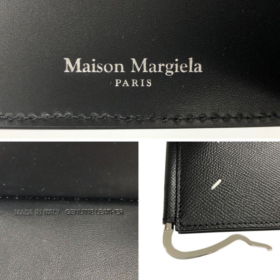 【極美品】メゾンマルジェラ 4ステッチ マネークリップ レザー ブラック Maison Margiela（メゾン マルジェラ)4ステッチ マネークリップ