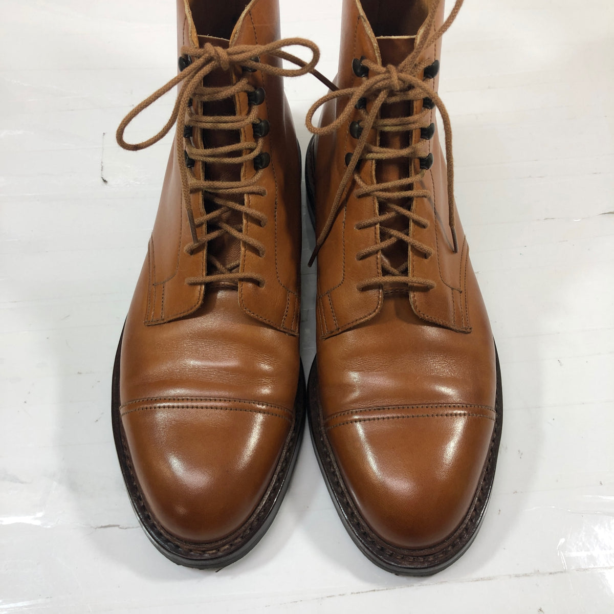 クロケットジョーンズ トレーディングポスト別注 コニストン キャップトゥブーツ ライトブラウン サイズUK6.5E メンズ Crockett & Jones ブーツ 約25.0cm【LA】【中古】