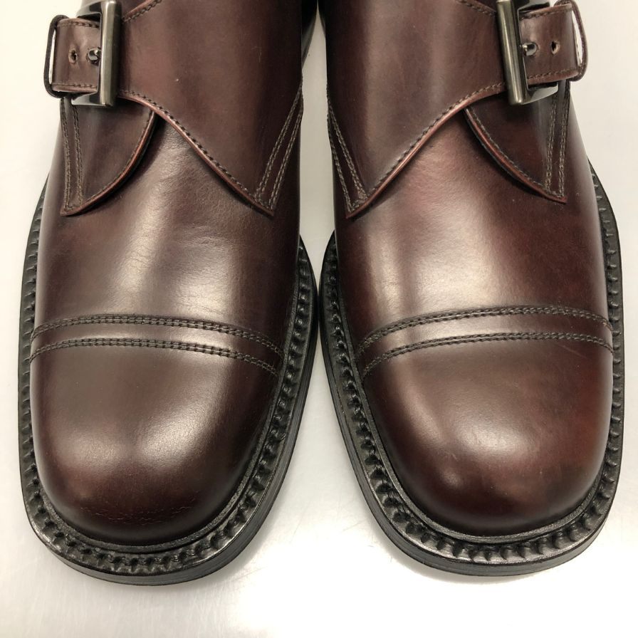 プラダ シングルモンク Uチップ メンズ サイズ 8 ブラウン PRADA 約27.0cm【AFC6】
