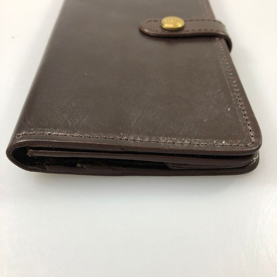 グレンロイヤル 長財布 二つ折り財布 フラップボタン ブライドルレザー ダークブラウン ゴールド金具 GLENROYAL【AFI1】