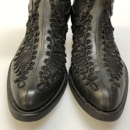 アレキサンダーマックイーン レザーブーツ ロングブーツ 23919 サイドジップ 装飾 メンズ ブラック サイズ44 Alexander McQueen 約30.0cm【AFI30】