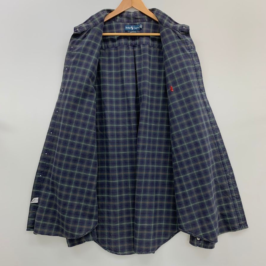 美品◆ラルフローレン 90S チェックシャツ パープル系 メンズ サイズ2XL RALPH LAUREN 【AFB10】
