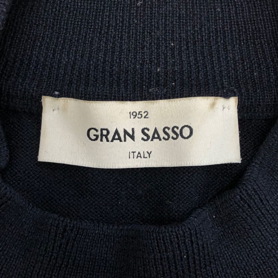 中古◆グランサッソ ウールニット モックネック ネイビー メンズ サイズ50 Gran Sasso 【AFB6】