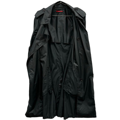 中古◆プラダ ナイロン ステンカラーコート ブラック メンズ 48サイズ PRADA 【AFB33】