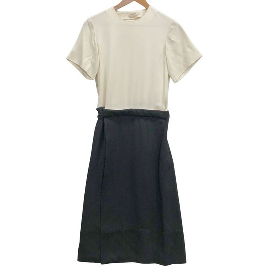 美品◆セリーヌ バイカラーワンピースドレス  国内正規品 MODELE DEPOSE 6Q33 4632 レディース サイズ34 ブラック×ホワイト CELINE 【AFB5】
