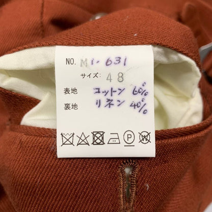 パンタロナイオ 尾作隼人 サイドアジャスターパンツ トラウザー ブラウン系 コットン60% リネン 40% サイズ48 メンズ PANTALONAIO Osaku Hayato 【AFB2】