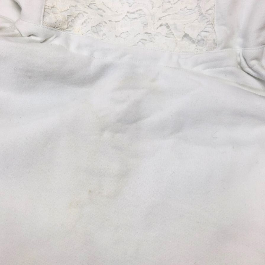 中古◆ヴァレンティノ パーカー レース 装飾 プリント 切替 WB3MF10S6FU ホワイト レディース サイズXS VALENTINO 【AFB2】