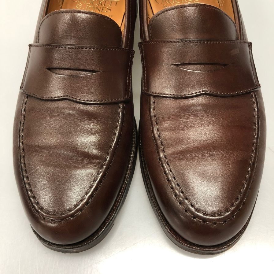 クロケットアンドジョーンズ カーフレザーローファー ボストン2 ブラウン サイズUK6.5E Crockett&Jones ローファー 約25.5cm【LA】【中古】