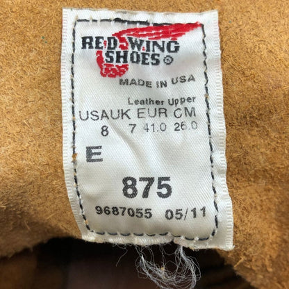 レッドウィング ブーツ アイリッシュセッター 羽根タグ USA製 875 サイズUS8 メンズ ブラウン RED WING 約26.0cm【AFC47】