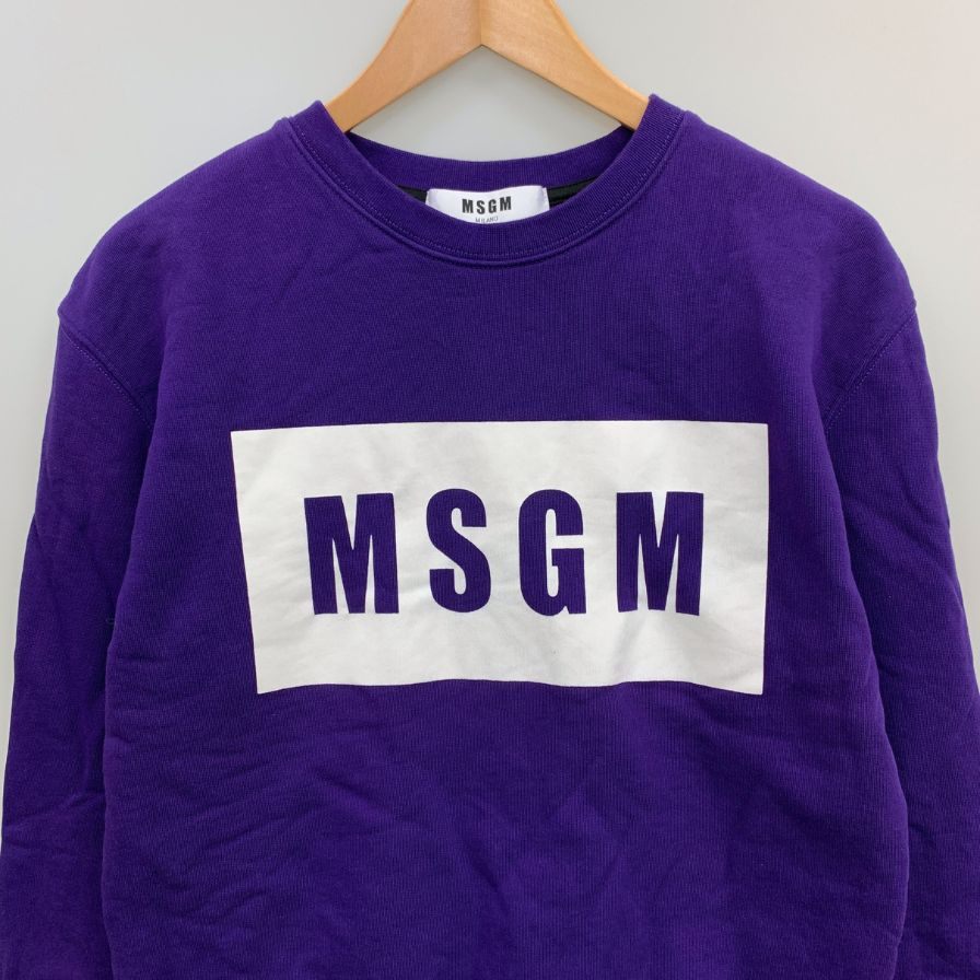 中古◆エムエスジーエム トレーナー スクエアロゴ スウェット レディース サイズS パープル  MSGM 【AFB36】