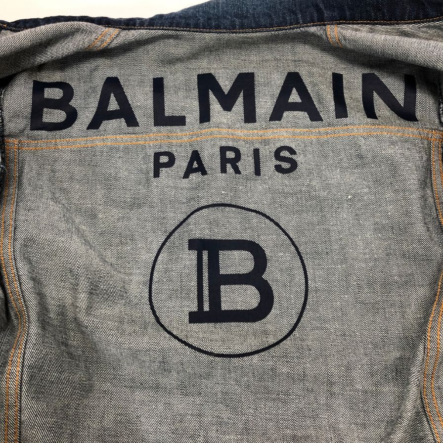 極美品◆バルマン デニムジャケット ダメージ加工 TC015017D 日本製 メンズ インディゴ サイズ46 BALMAIN 【AFA17】