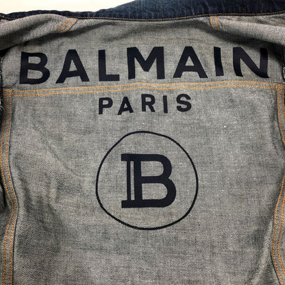 極美品◆バルマン デニムジャケット ダメージ加工 TC015017D 日本製 メンズ インディゴ サイズ46 BALMAIN 【AFA17】