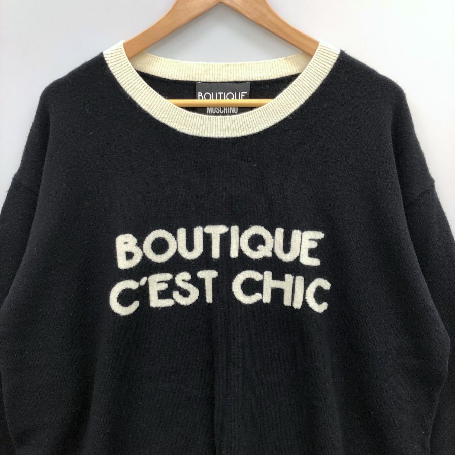 美品◆ブティック モスキーノ セーター トップス レディース サイズL ブラック BOUTIQUE MOSCHINO 【AFB7】