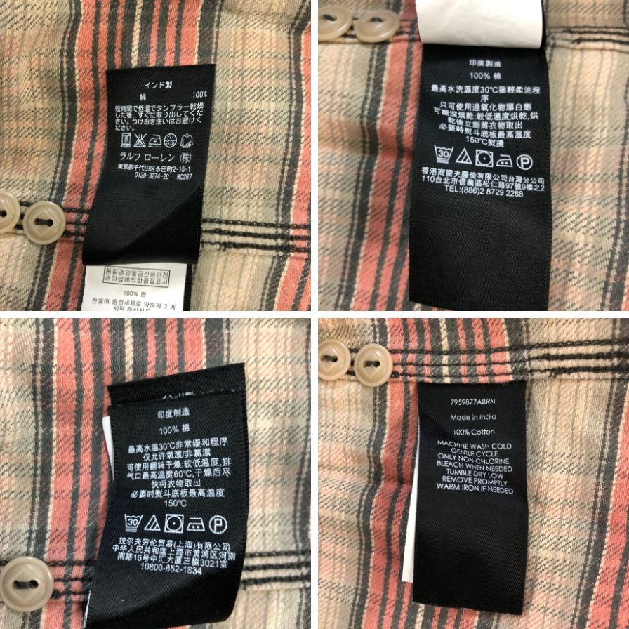 美品◆ダブルアールエル 長袖シャツ チェック 00S 1つ星タグ ピンク系 メンズ サイズ1 RRL 【AFB29】