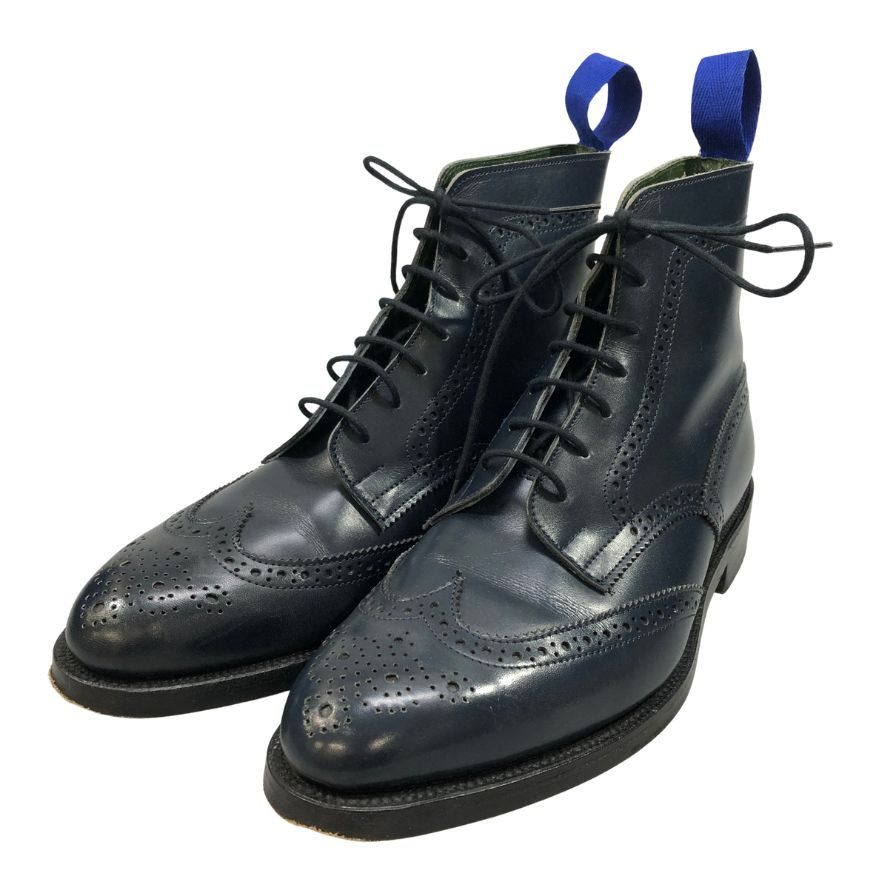トリッカーズ カントリーブーツ ウイングチップ M7655 メンズ  ネイビー サイズUK7 Tricker's ブーツ 約25.5cm【LA】【中古】