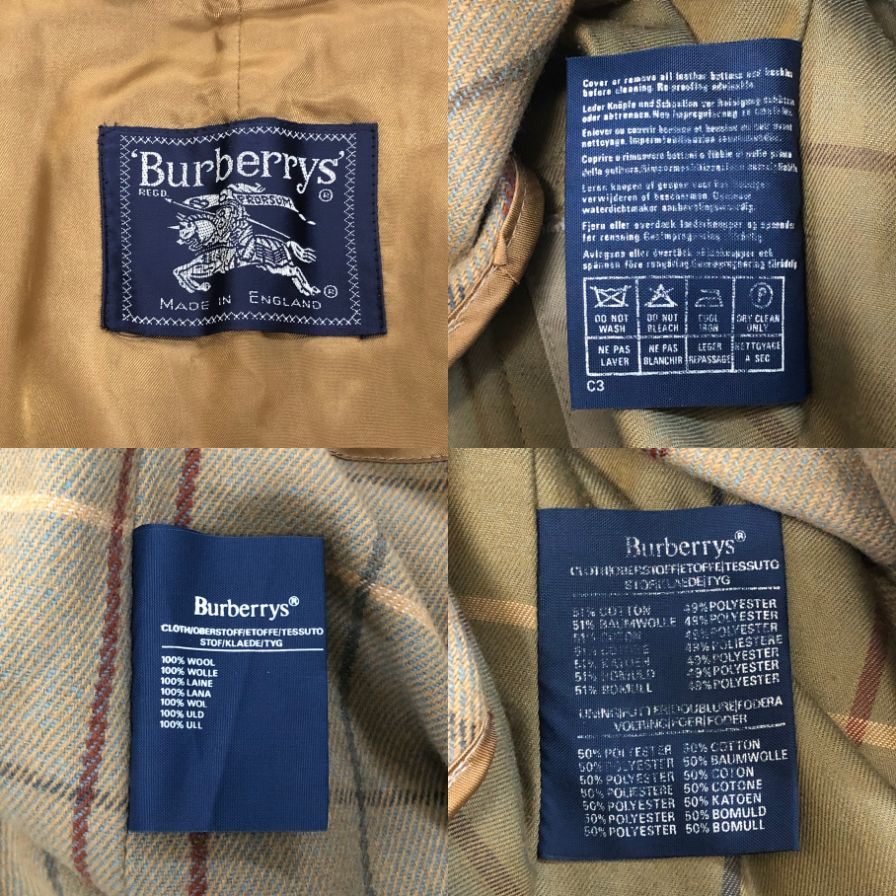 バーバリー バルカラーコート 90S 旧タグ ライナー付き ベージュ メンズ サイズ表記なし Burberry【LA】