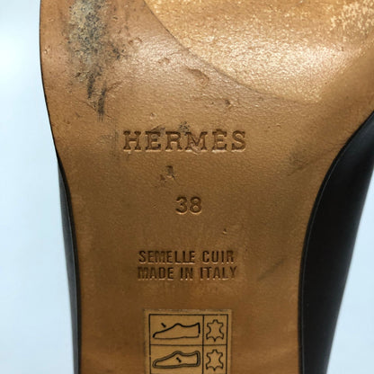 エルメス ローファー Ｈ刺繍 レディース サイズ38 ブラウン HERMES 約24.5cm【AFC41】
