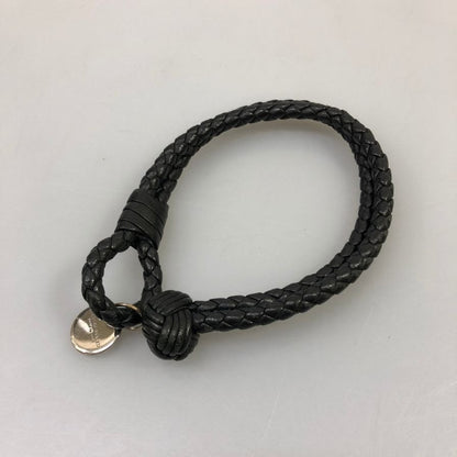 ボッテガヴェネタ ブレスレット レザー イントレチャート シルバープレート メンズ ブラック系 BOTTEGA VENETA