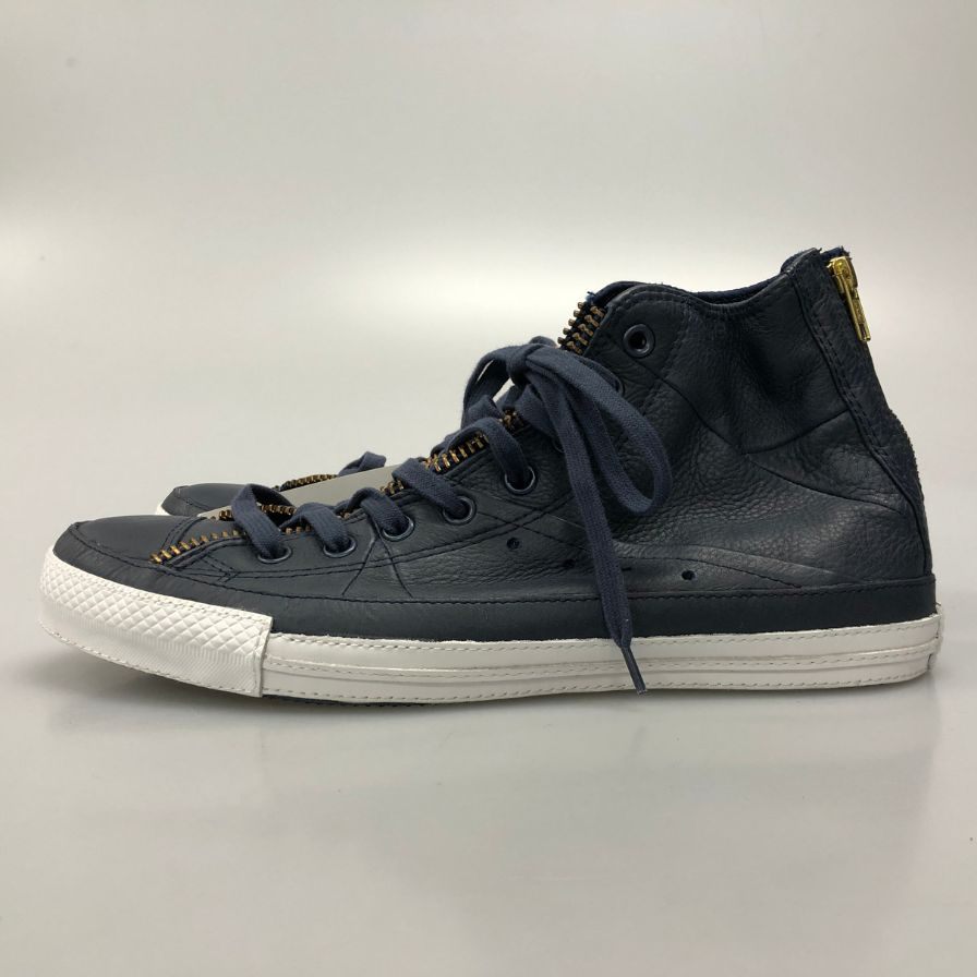 コンバース ショット スニーカー ハイカット レザー 29.5cm ネイビー メンズ CONVERSE×Shott 約29.5cm【AFC35】