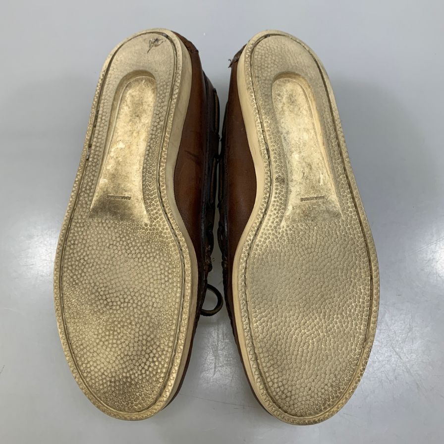 クオッディトレイルモカシン デッキシューズ レザー メンズ ブラウン サイズ8.5 quoddy trail moccasin 約26.5cm【AFC47】