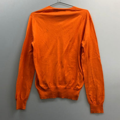 中古◆ポロ ラルフローレン Vネックニット コットン100% スリムフィット メンズ サイズS オレンジ POLO RALPH LAUREN 【AFB37】
