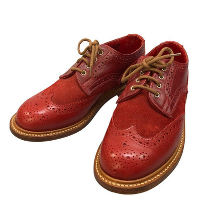 トリッカーズ L5633 カントリーシューズ カーフ スエード レッド UK4ハーフ Tricker’s ビジネスシューズ 約23.0cm【LA】【中古】