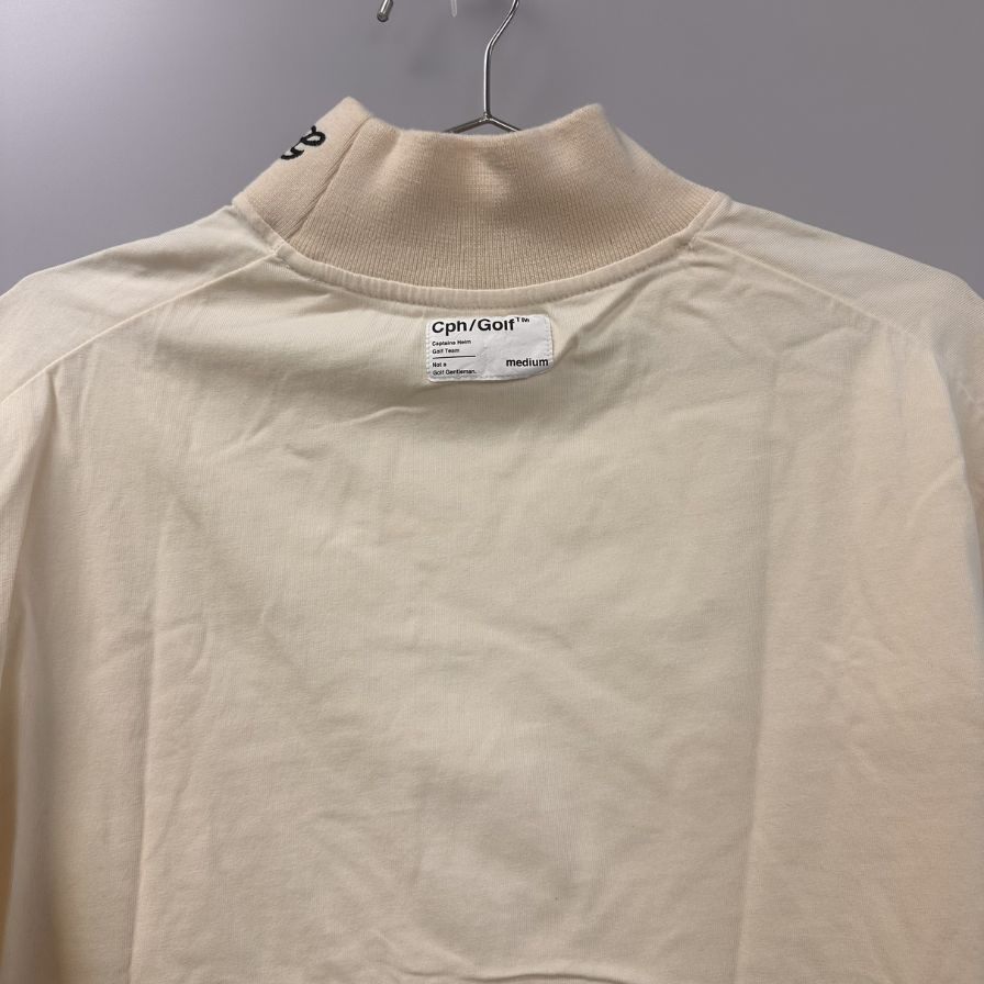 中古◆キャプテンズヘルムゴルフ モックネックTシャツ ベージュ サイズM メンズ Cph/Golf 【AFB44】