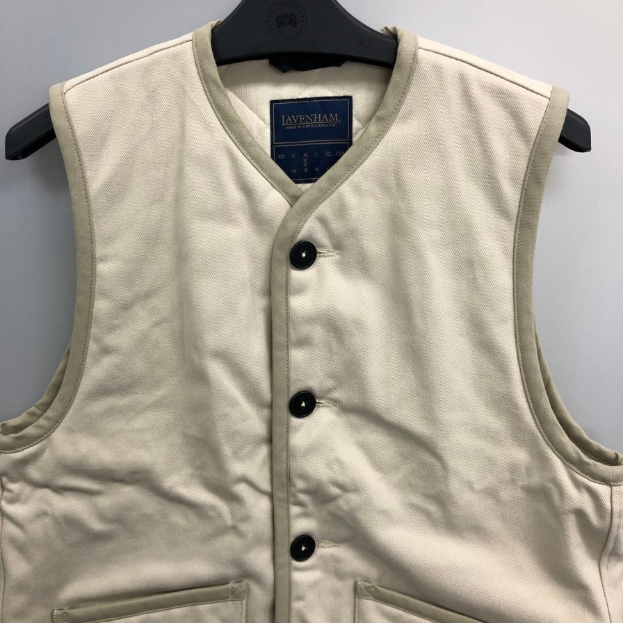 極美品◆ラベンハム キルティングべスト SLJ4038 イギリス製 ホワイト サイズ38・M LAVENHAM 【AFB2】