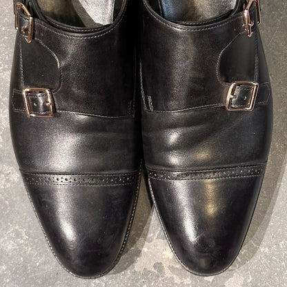 ジョンロブ レザーシューズ ダブルモンク フィリップ2 ダブルバックル ブラック メンズ サイズUK7.5E JOHN LOBB ビジネスシューズ 約26.0cm【LA】【中古】