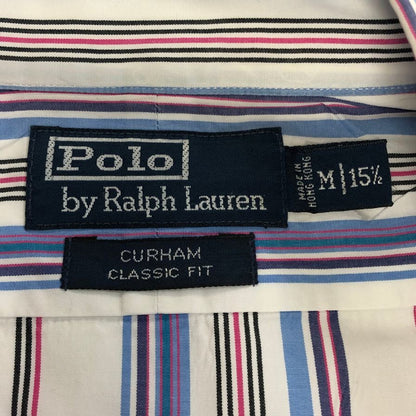 中古◆ポロ ラルフローレン ボタンダウンシャツ 90S クラシックフィット ストライプ マルチカラー メンズ サイズM Polo Ralph Lauren 【AFB5】