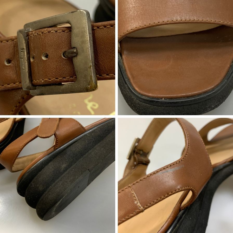 サルバトーレ フェラガモ サンダル ブラウン レディース サイズ6.5C Salvatore Ferragamo 約24.0cm【AFC45】