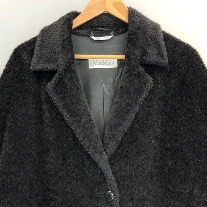 美品◆マックスマーラ コート アルパカ×ウール サイズ42  ブラック レディース  旧白タグ Max Mara 【AFA11】