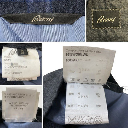 中古◆ブリオーニ 2B ウールジャケット ブルーチェック サイズXS メンズ イタリア製 Brioni 【AFB36】