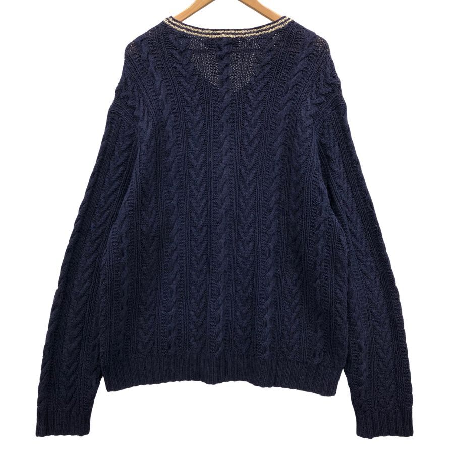 美品◆ポロ ラルフローレン プルオーバーニット Vネック ハンドニット ネイビー サイズXL POLO RALPH LAUREN 【AFB48】
