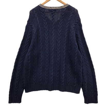 美品◆ポロ ラルフローレン プルオーバーニット Vネック ハンドニット ネイビー サイズXL POLO RALPH LAUREN 【AFB48】